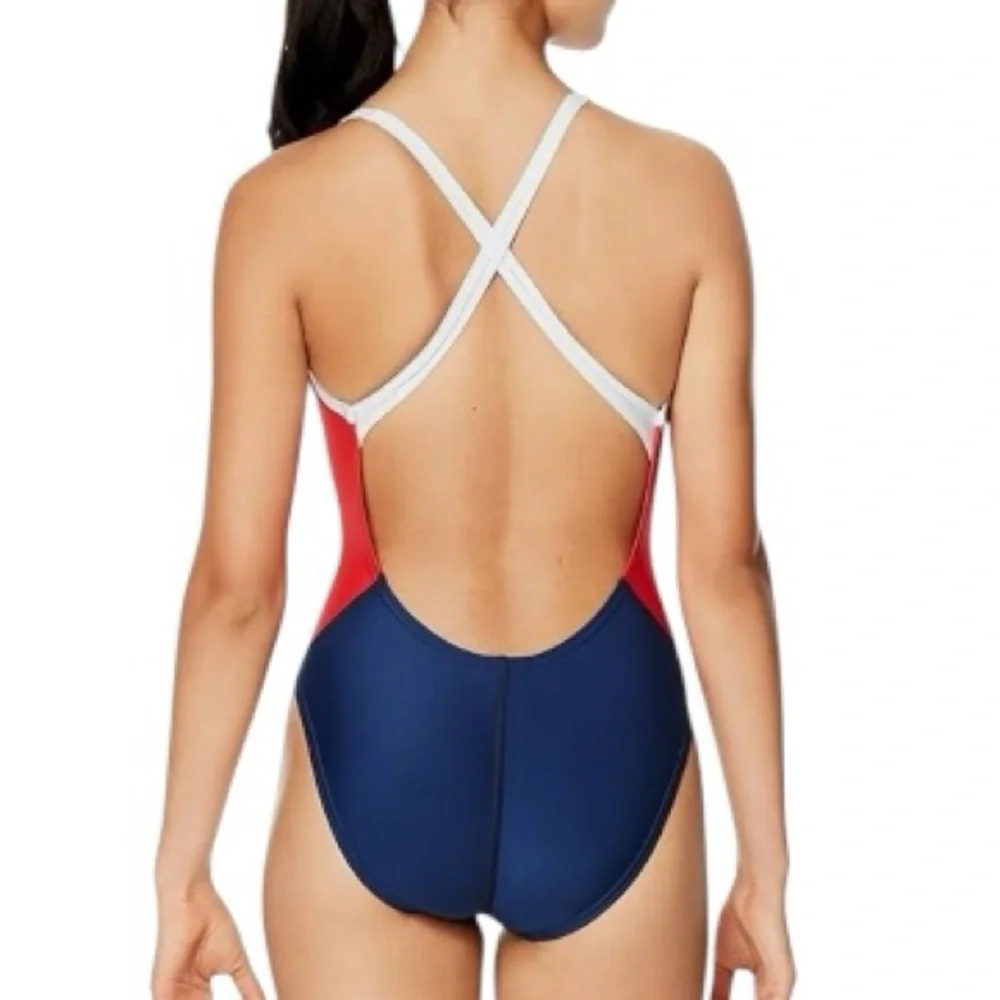 Speedo Blue and Red One Piece Swimsuit for Competitive Swimming. NWT - Picture 2 of 8